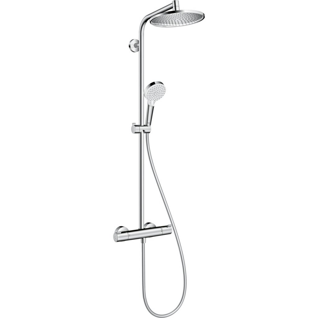 Hansgrohe Crometta S Showerpipe 240 1jet with Thermostatic Shower Mixer - Round