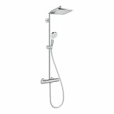 Hansgrohe Crometta E Showerpipe 240 1jet with thermostatic shower mixer - Square