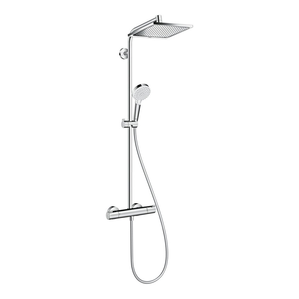 Hansgrohe Crometta E Showerpipe 240 1jet EcoSmart with thermostatic shower mixer