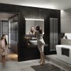 HIB Apex LED Aluminium Cabinet With Mirrored Sides, Integrated Charging Sockets