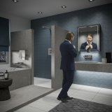 HIB Vapor LED Demisiting Aluminium Mirrored Cabinet With Integrated Charging Socket