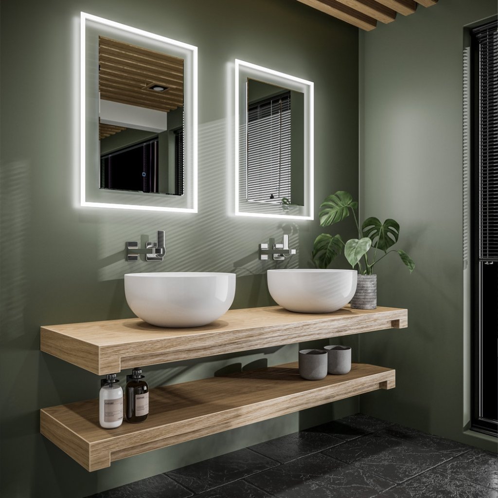 HIB Element LED Illuminated Ambient Mirror With Heated Pads