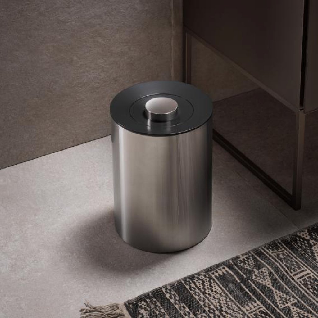 Clearance - Keuco Plan Waste Bin in Chrome & Dark Grey Finish
