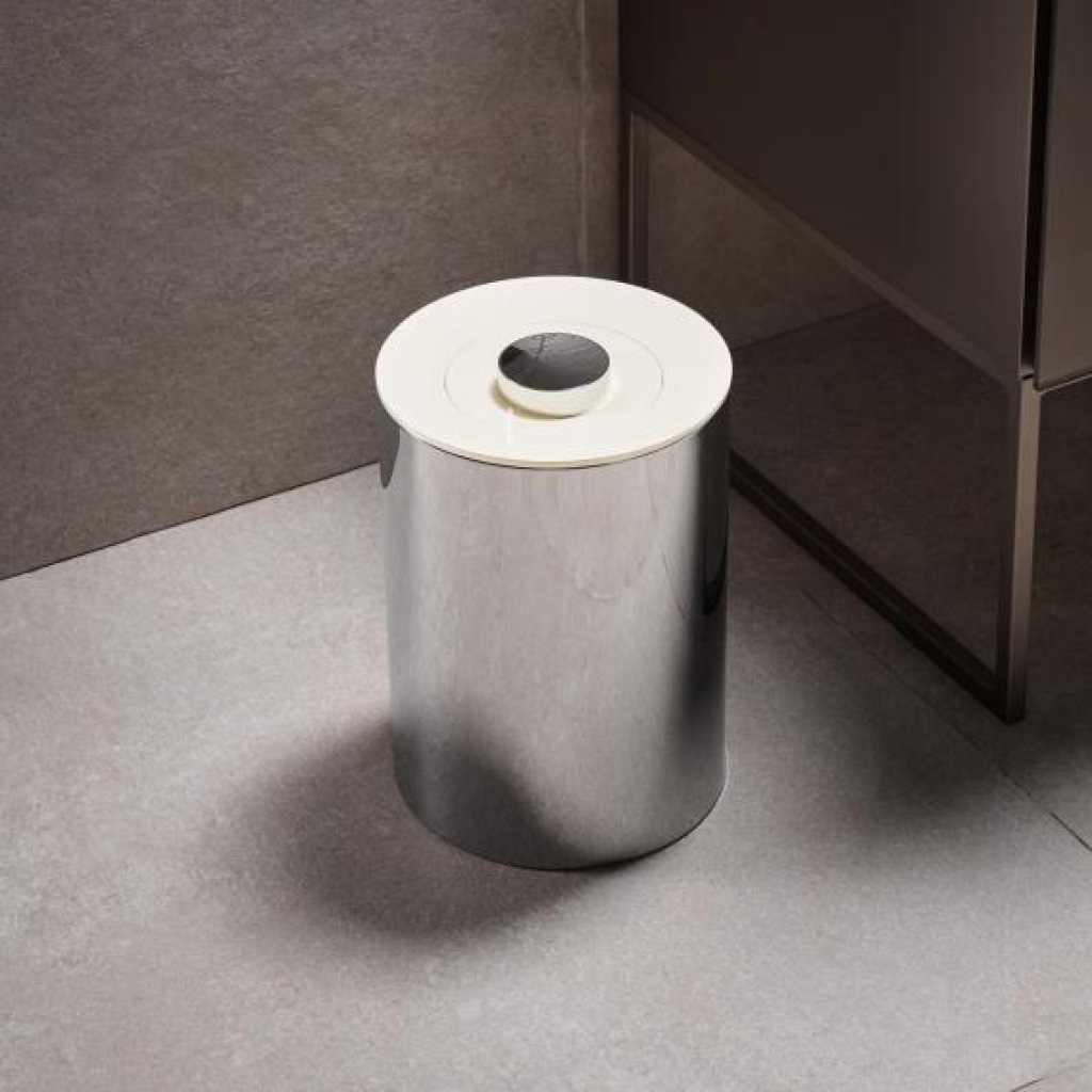 Clearance - Keuco Plan Waste Bin in Chrome & White Finish