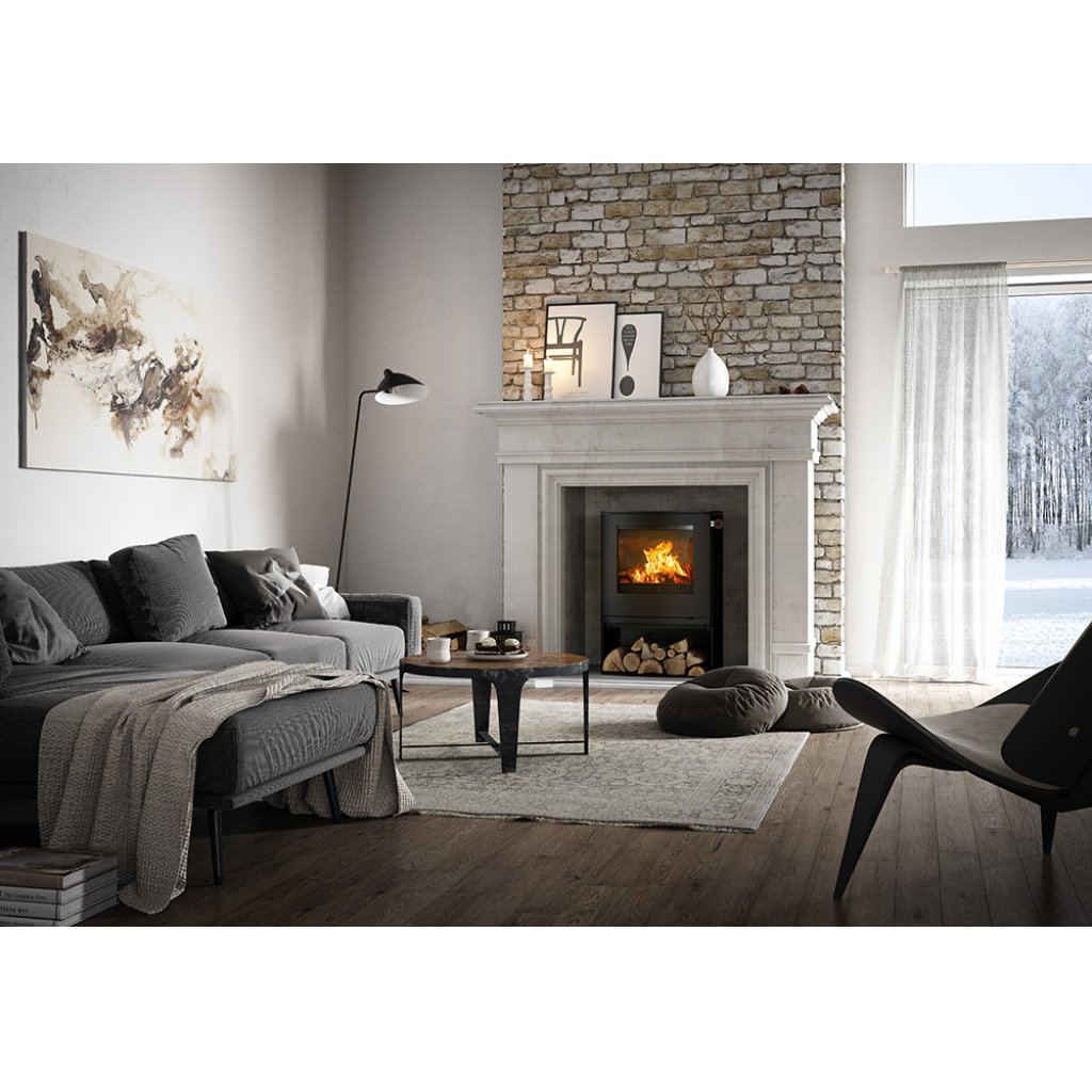 Rais Q-Tee 2 C (Curved Front) Wood Burning Stove - Black