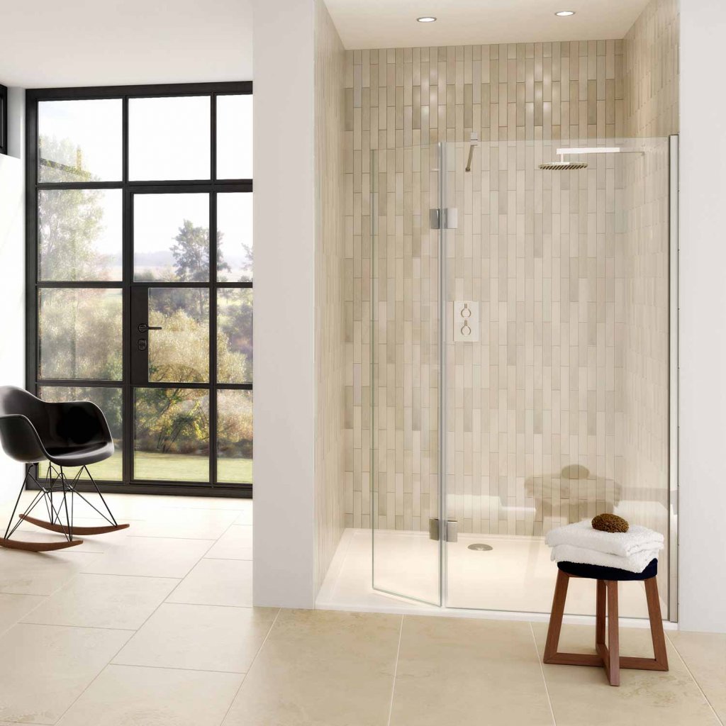 Aqata SP446 Shower Screen with Hinged Panel & Eco-Glass - Lifetime Guarantee 