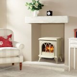 Gazco Huntingdon 40 Electric Stove - Matt Ivory With Tracery Door