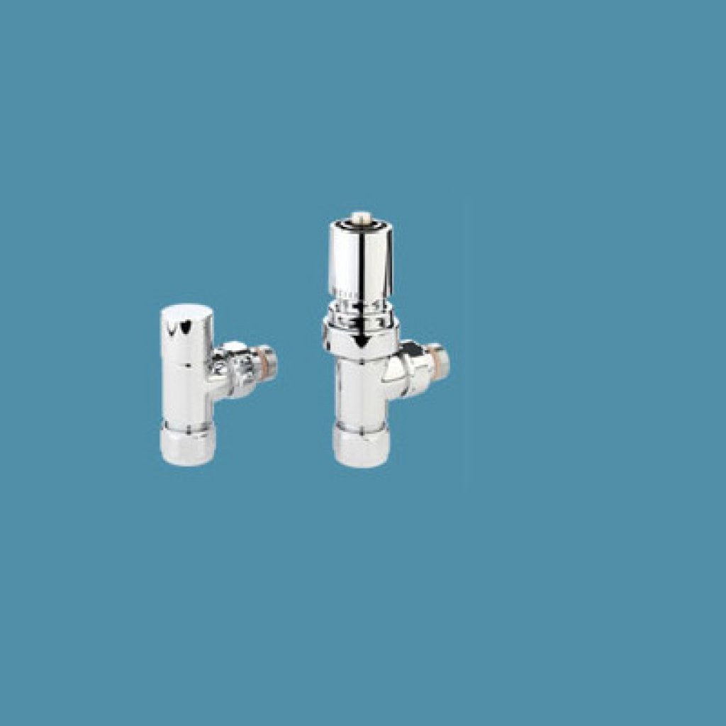 Bisque Radiator Valves - Straight Thermostatic Valve Set F