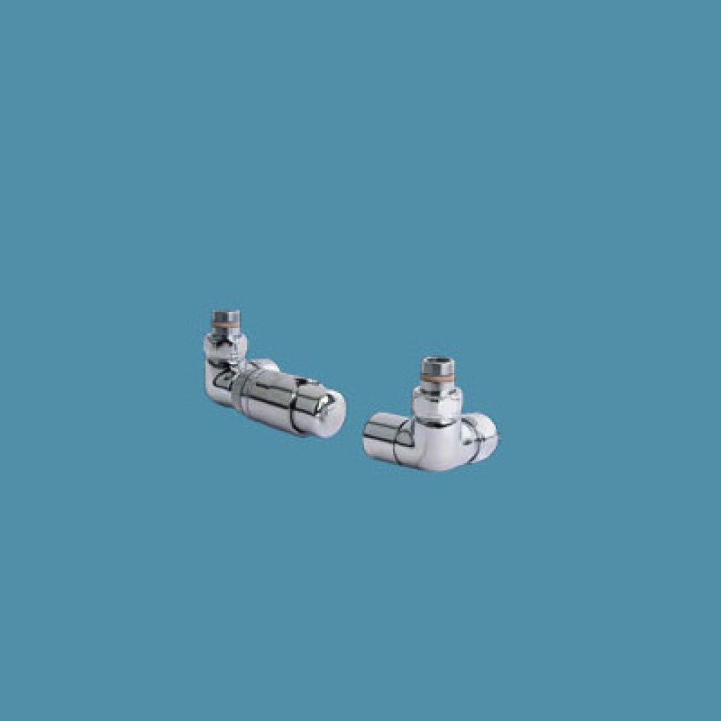Bisque Towel Rail Valves - Double Angled Thermostatic Valve Set L