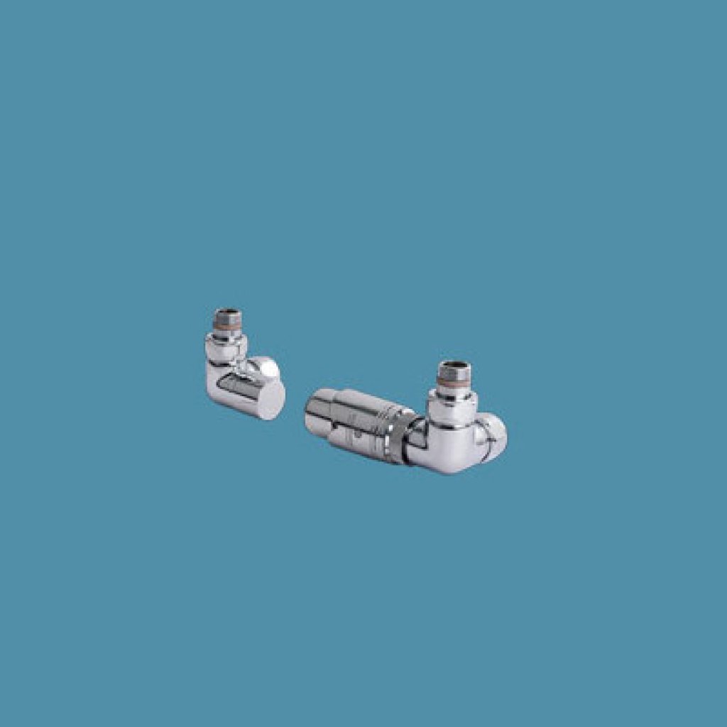 Bisque Towel Rail Valves - Double Angled Thermostatic Valve Set M