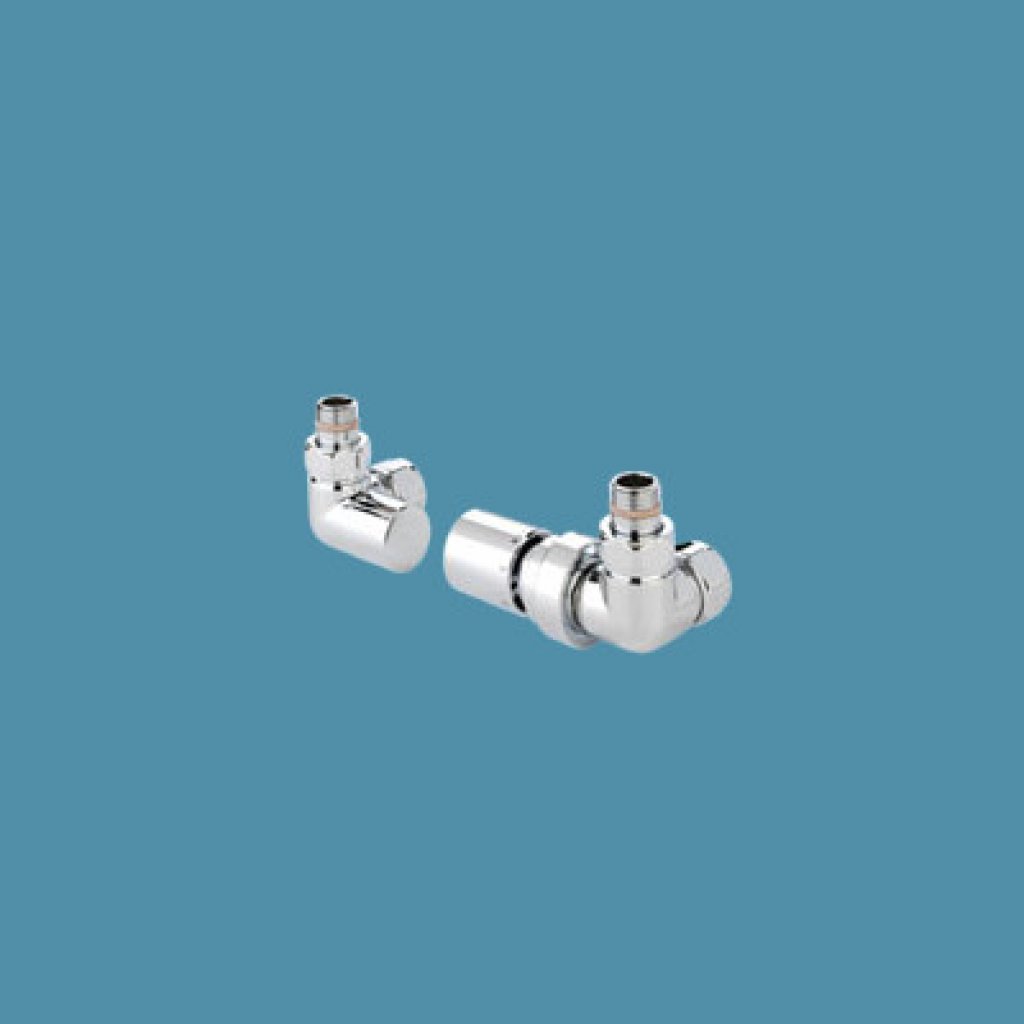 Bisque Towel Rail Valves - Angled Thermostatic Valve Set Q