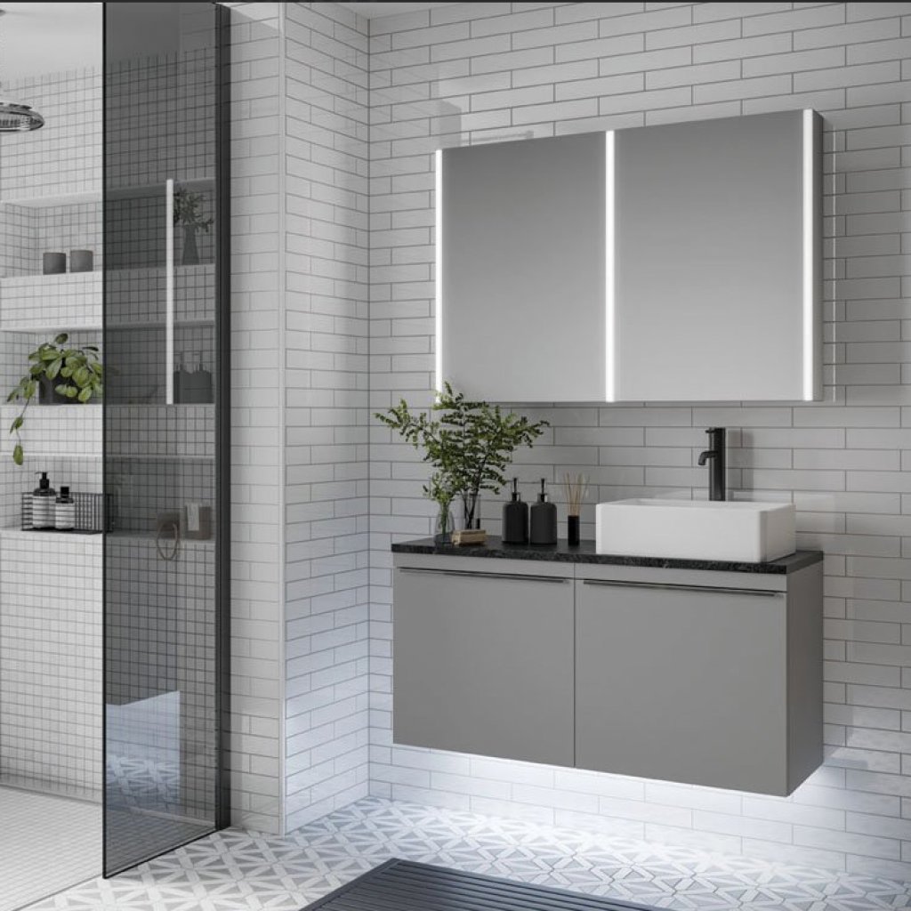 HIB Xenon Illuminated Mirrored Cabinet