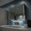 HIB Vapor LED Demisiting Aluminium Mirrored Cabinet With Integrated Charging Socket